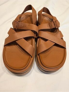 Chaco Townes Midform Leather Platform Sandals Cashew Brown Women’s Size 10